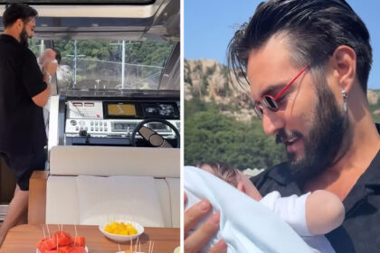 Alex Belli porta il figlio Gabriel in barca per la prima volta