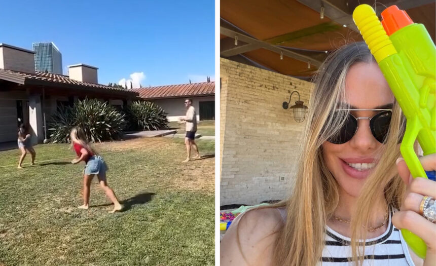 Ilary Blasi e Bastian Muller si divertono con i giochi d’acqua