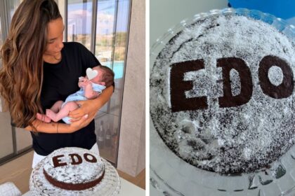 Fedez e la compagna Giulia festeggiano il primo complimese del loro piccolo Edoardo Lupo con la torta fatta dai figli del rapper Leone e Vittoria - Gossip.it