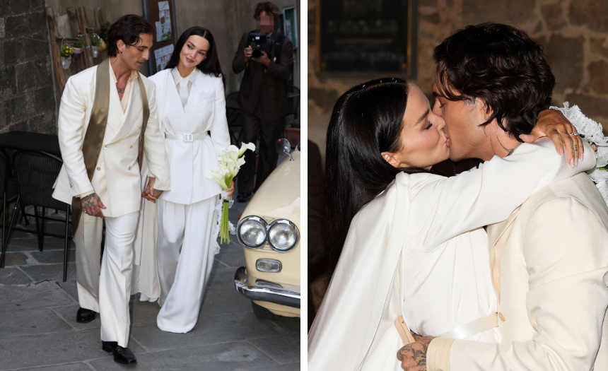 Damiano David e Dove Cameron si sono sposati! Le prime foto delle nozze in Toscana: dai particolari look al bacio dopo il “sì” - Gossip.it