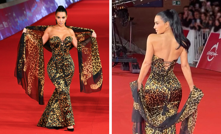 Kim Kardashian leopardata a Roma conquista il red carpet della Festa del Cinema: pioggia di flash nella capitale italiana per la star americana, foto - Gossip.it